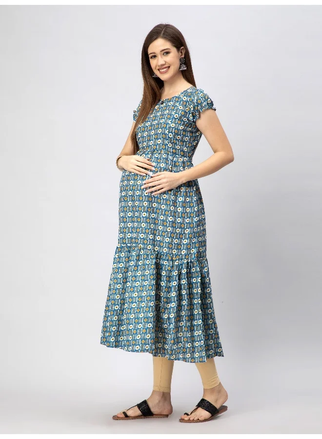 CEE 18 Women's Cotton Rayon A-Line Maternity DressFeeding kurti With Zippers
