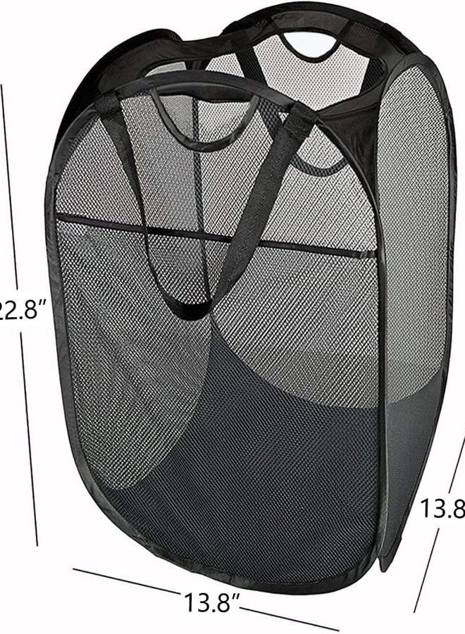 HOUSE AGAIN Strong Mesh Pop-up Laundry Hamper, Quality Laundry Basket with Durable Handles Solid Bottom High Carbon Steel Frame, Easy to Open and Fold Flat for Storage (2 Pack) - Image 2