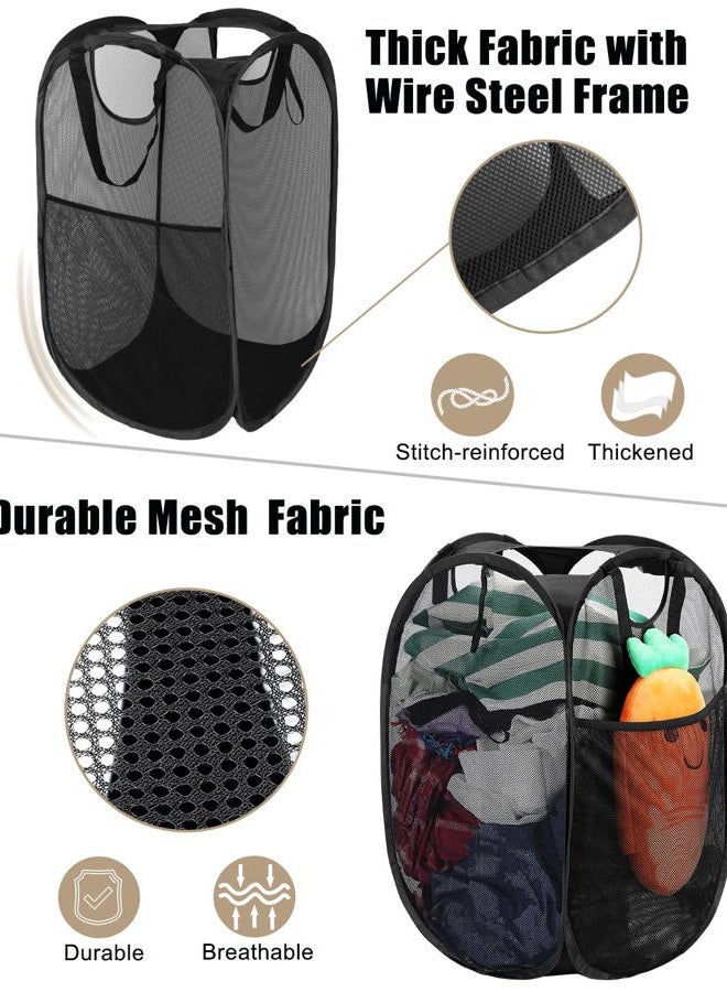 HOUSE AGAIN Strong Mesh Pop-up Laundry Hamper, Quality Laundry Basket with Durable Handles Solid Bottom High Carbon Steel Frame, Easy to Open and Fold Flat for Storage (2 Pack) - Image 4