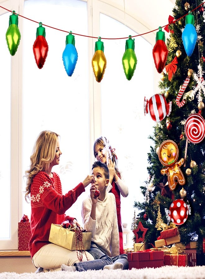 ويليكوم ٢٦ بالونًا من رقائق معدنية على شكل عصا حلوى عيد الميلاد - بالونات على شكل مصباح، رجل خبز الزنجبيل، وعصا حلوى، مثالية لمستلزمات الحفلات وخلفيات التصوير. - Image 4