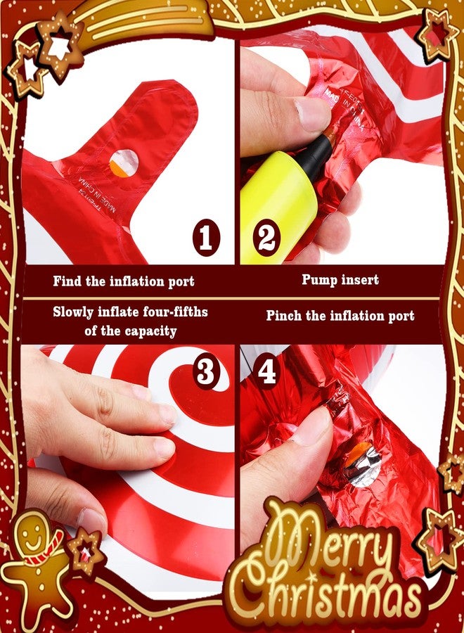 ويليكوم ٢٦ بالونًا من رقائق معدنية على شكل عصا حلوى عيد الميلاد - بالونات على شكل مصباح، رجل خبز الزنجبيل، وعصا حلوى، مثالية لمستلزمات الحفلات وخلفيات التصوير. - Image 3