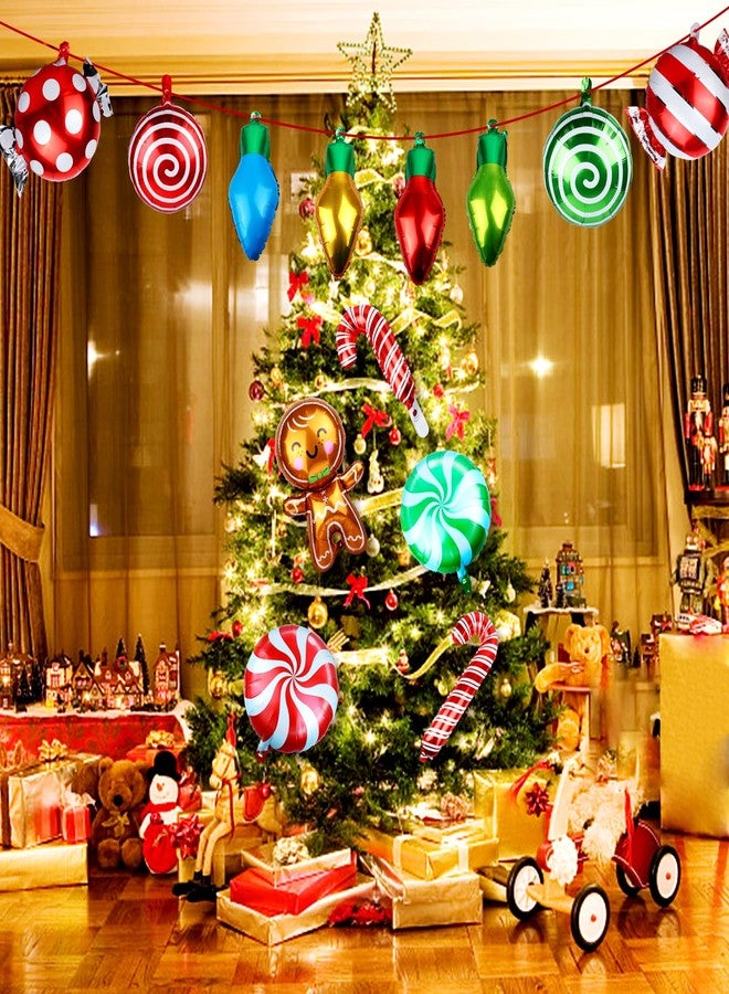 ويليكوم ٢٦ بالونًا من رقائق معدنية على شكل عصا حلوى عيد الميلاد - بالونات على شكل مصباح، رجل خبز الزنجبيل، وعصا حلوى، مثالية لمستلزمات الحفلات وخلفيات التصوير. - Image 5