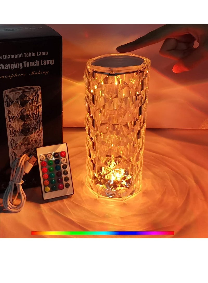 ELTRAZONE Crystal Lamp,Crystal Lights Touching Control Rose Crystal Lamp with USB Port,16 RGB Color Changing Romantic Rose Diamond Table Lamp LED Night Light for Bedroom Living Room, Kids Room - Image 1