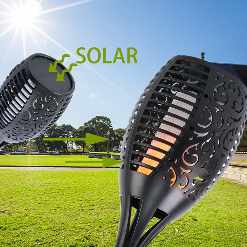 Solar outdoor inductive plug-in decorative LED flame landscape lamp 4pcs 12LED Mini torch lamp 4 PCS - Image 5