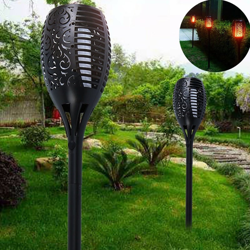 Solar outdoor inductive plug-in decorative LED flame landscape lamp 4pcs 12LED Mini torch lamp 4 PCS - Image 3