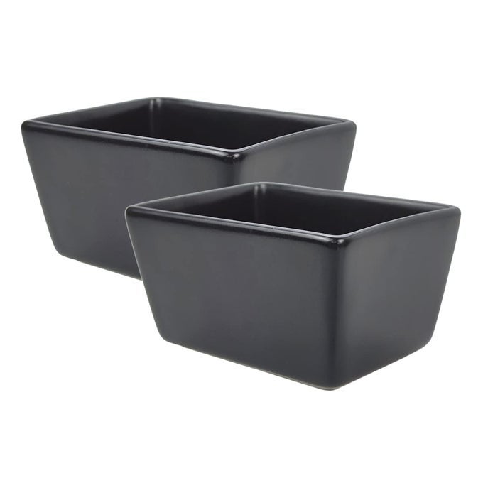 2PCS MATTE BLACK PORCELAIN SUGAR PACKET HOLDER TEA BAG BOWL 5 OZ