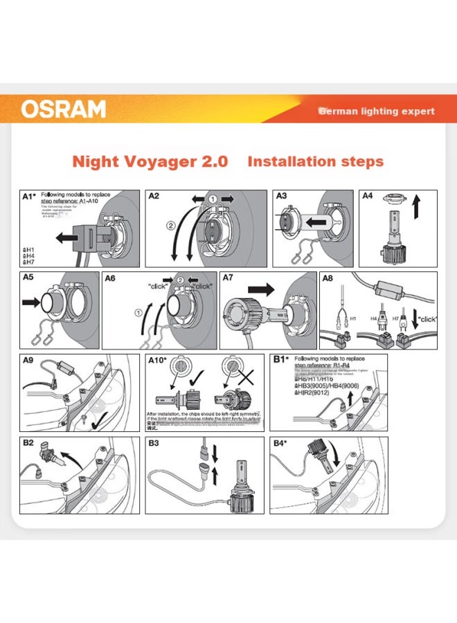 Osram Automotive Led Headlights Night Racer H8/h9/h11/h16, One Pair, [6000k Ultra-bright], 12v/25w