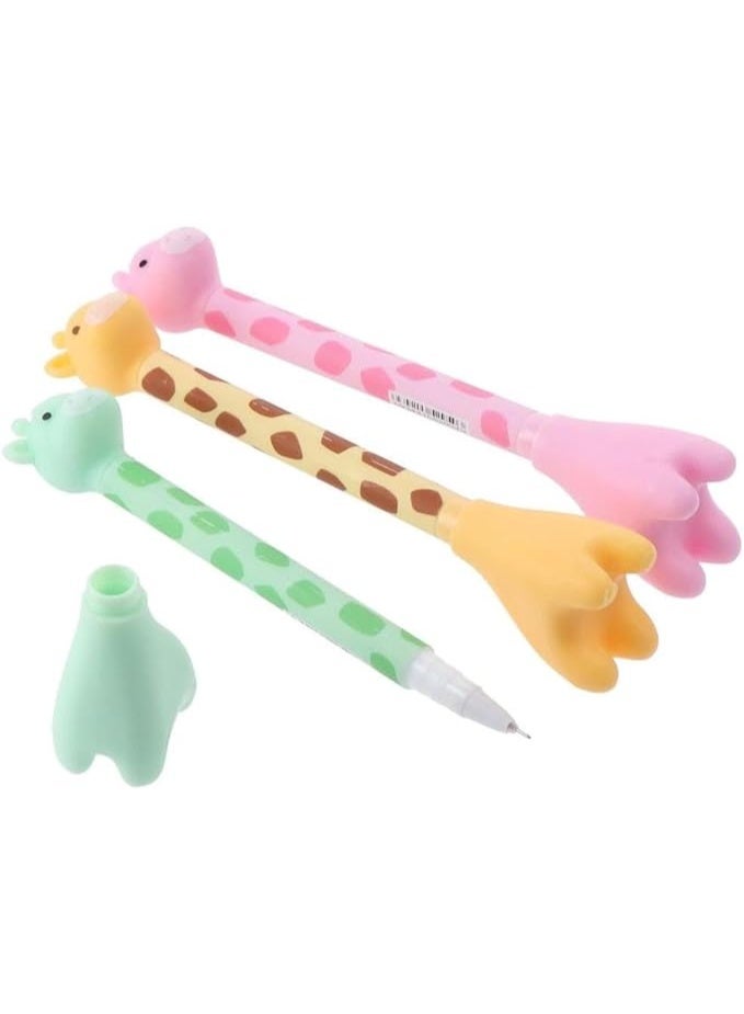 2-Piece Cute Giraffe Gel Pen Set - 0.5mm Fine Point Black Ink - Smooth Writing Cartoon Animal Pens for School, Office, and Party Favors. - Image 1