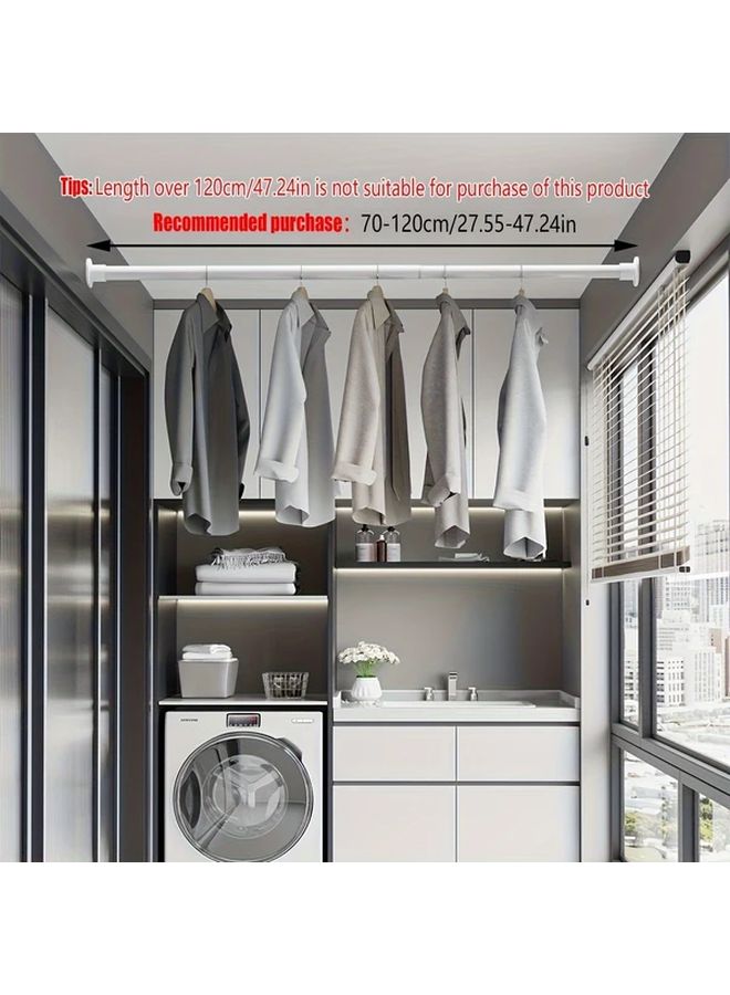 White Telescopic Rod No Drill Spring Support For Shower Curtain Drying Rack 85 165cm - Image 5