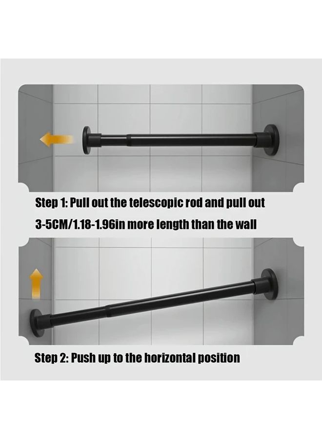 White Telescopic Rod No Drill Spring Support For Shower Curtain Drying Rack 85 165cm - Image 4