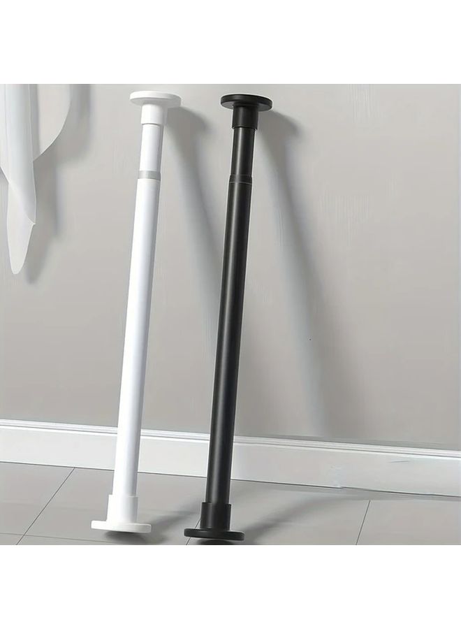 White Telescopic Rod No Drill Spring Support For Shower Curtain Drying Rack 85 165cm - Image 1