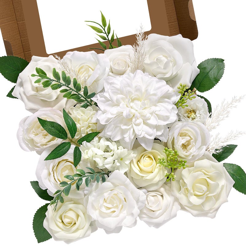 Alecono Artificial Flowers  White Silk Fake Flowers For Diy Wedding Bridal Bouquets  Cake Flowers For Table Centerpieces Baby Shower Party Home Decorations - Image 1