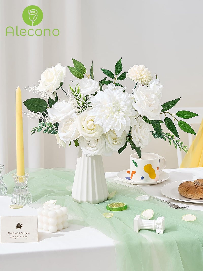 Alecono Artificial Flowers  White Silk Fake Flowers For Diy Wedding Bridal Bouquets  Cake Flowers For Table Centerpieces Baby Shower Party Home Decorations - Image 2