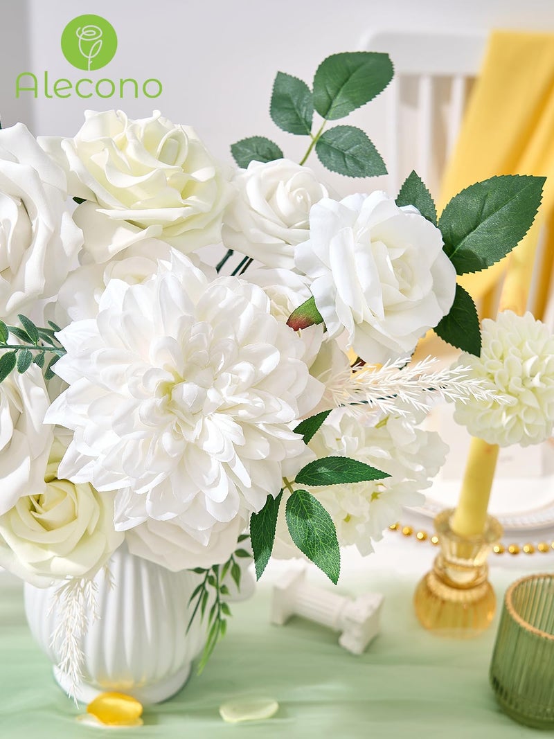 Alecono Artificial Flowers  White Silk Fake Flowers For Diy Wedding Bridal Bouquets  Cake Flowers For Table Centerpieces Baby Shower Party Home Decorations - Image 5