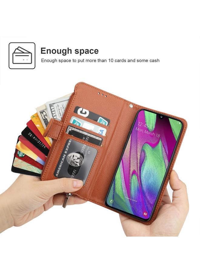 اس-توب جراب لهاتف Samsung Galaxy A40 مصنوع من الجلد بسحاب من الألياف الدقيقة مع إمكانية التقليب الأفقي - Image 5