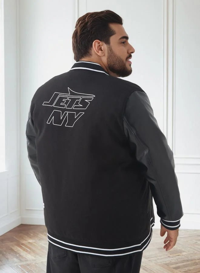 Maxim  Men Plus Size Regular Fit New York Jets Print Varsity Jacket for Men | Best Price UAE