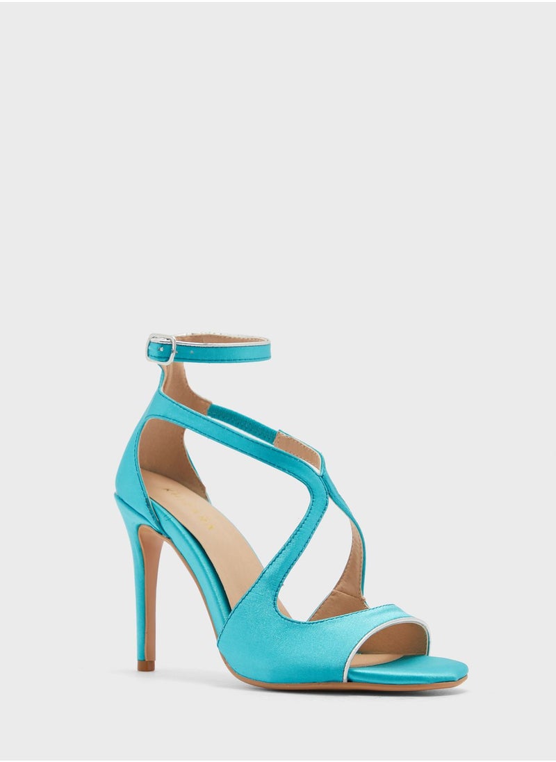 Khizana - V Detail Metallic Trim Ankle Strap Sandal - Image 1