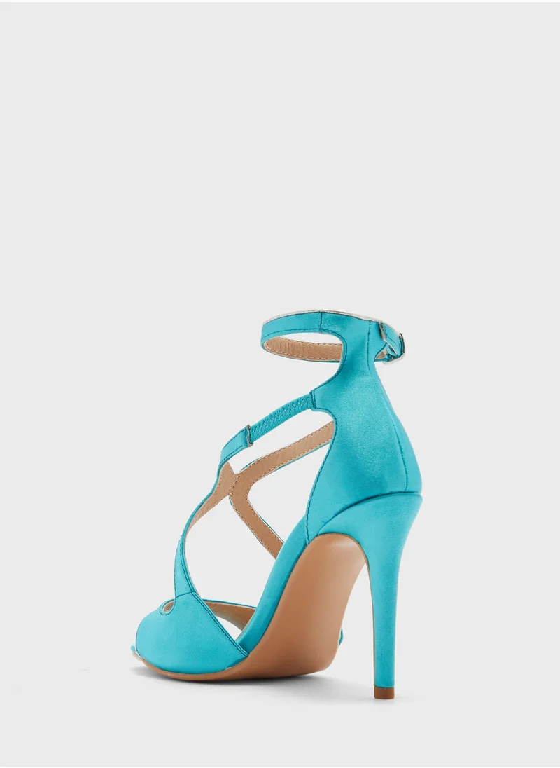 Khizana V Detail Metallic Trim Ankle Strap Sandal