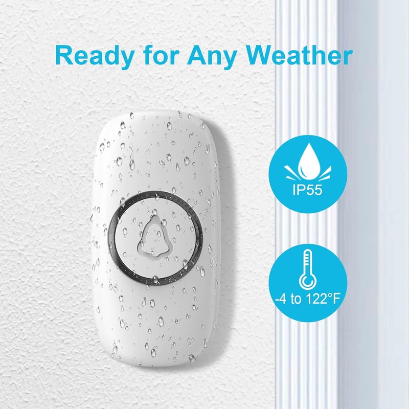 SECRUI Wireless Doorbell, Door bell Over 1000ft Coverage with 2 Plug-In Receivers, 1 Waterproof Push button, 52 Chimes, 110dB loud Sound Colorful LED Flash - Image 2