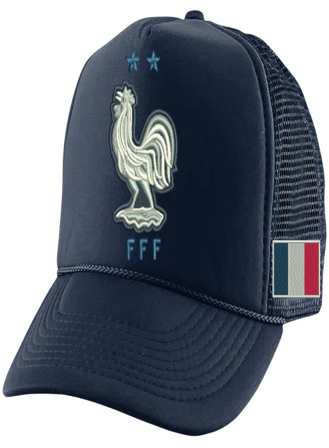 ALLNTRENDS France Soccer Cap Fans Trucker Hat Europe Team Flag Adjustable Snapback (Navy Blue) - Image 1