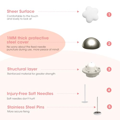 MQUPIN Duvet Pin, Duvet Clips 16 Sets, Duvet Cover Pins Comforter Clips with Soft Fabric Material, Double Sided Pin Fasteners for Quilt, Cushions, Curtains (White&Flower) - Image 2