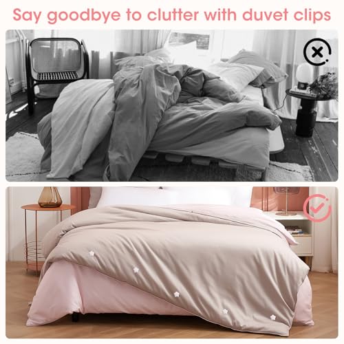 MQUPIN Duvet Pin, Duvet Clips 16 Sets, Duvet Cover Pins Comforter Clips with Soft Fabric Material, Double Sided Pin Fasteners for Quilt, Cushions, Curtains (White&Flower) - Image 5