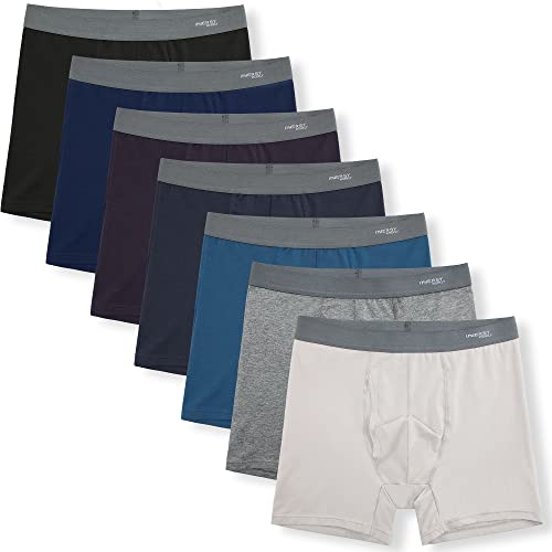 INNERSY Men's Cotton Underwear 7-Pack Colorful Boxer Briefs with Fly for a Week(Basics,Medium) - Image 1