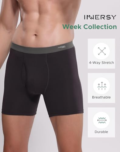 INNERSY Men's Cotton Underwear 7-Pack Colorful Boxer Briefs with Fly for a Week(Basics,Medium) - Image 2