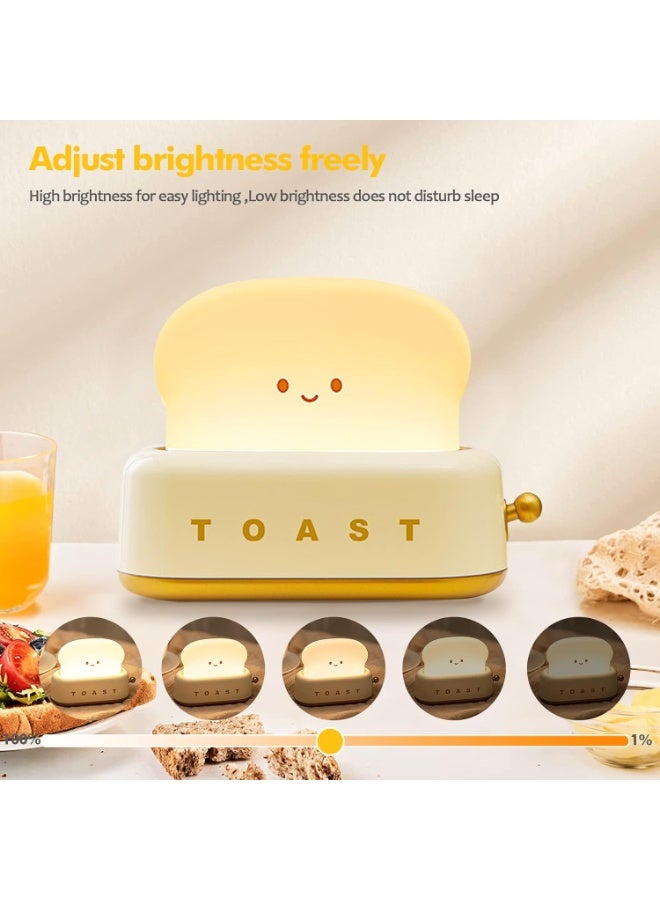 Desk Decor Toaster Lamp, Rechargeable Small Lamp with Smile Face Toast Bread Cute Toaster Shape Room Decor Night Light for Bedroom, Bedside, Living Room, Dining, Desk Decorations, Gift, Yellow - Image 4