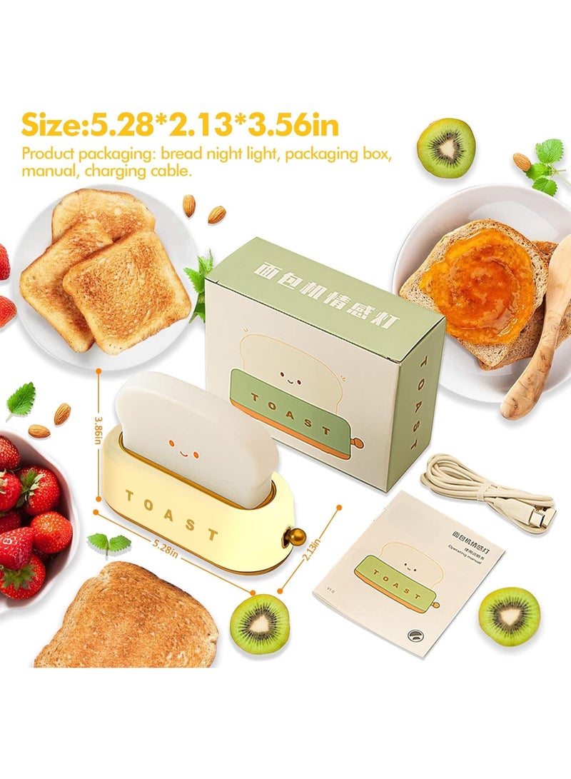 Desk Decor Toaster Lamp, Rechargeable Small Lamp with Smile Face Toast Bread Cute Toaster Shape Room Decor Night Light for Bedroom, Bedside, Living Room, Dining, Desk Decorations, Gift, Yellow - Image 2