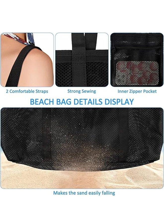 Mesh Beach Bag, Lightweight & Foldable Beach Tote Bag with Zipper and Pockets, Large Beach Tote Bag for Toys & Vacation Essentials, Sandproof and Waterproof - Image 4
