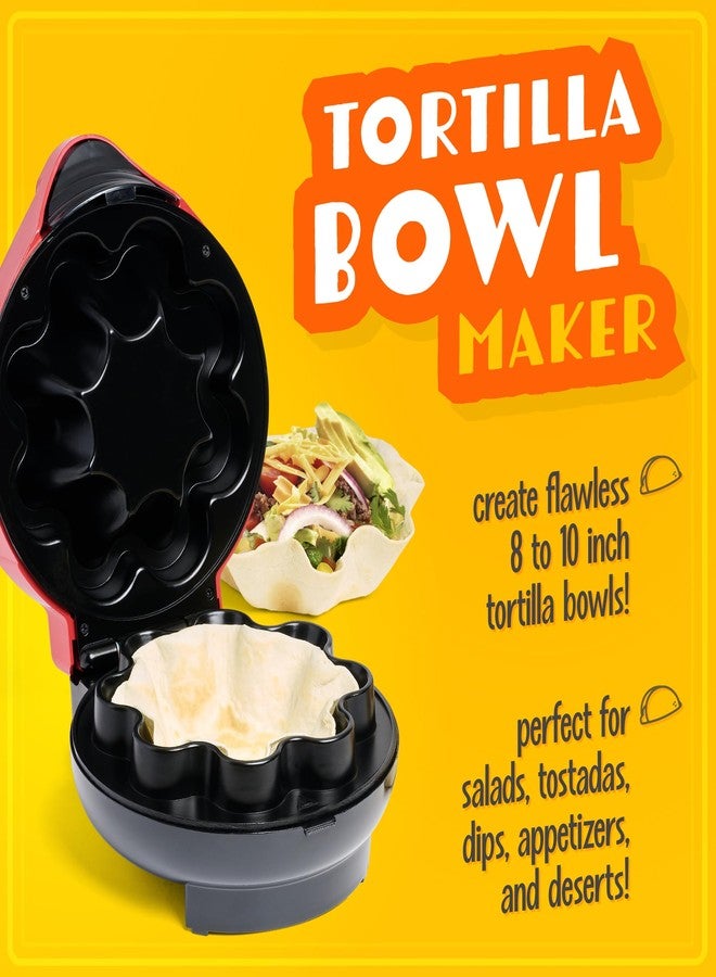 Nostalgia Taco Tuesday Tortilla Bowl Maker For Baked Taco Bowls, Tostadas, Salads, Dips, Appetizers, and Desserts, 8 to 10 Inch Tortillas, Red - Image 2