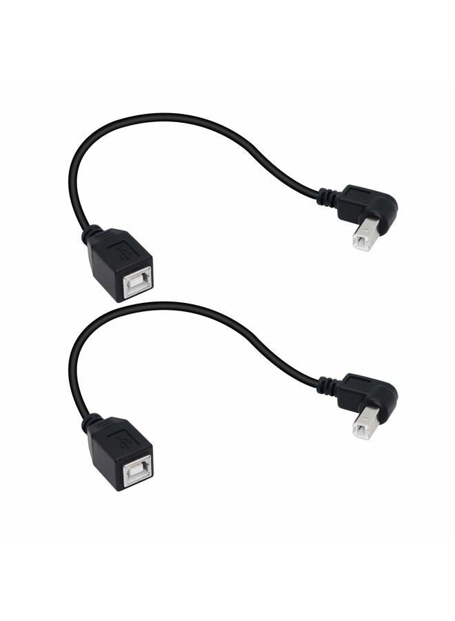 SinLoon USB 2.0 Type-B Printer Cable, (2-Pack) USB 2.0 B Female to Type-B Male (90 Degree Down) Printer Short Extension Cable for Printer, Scanner, Mobile HDD and More (Down 2) - Image 1