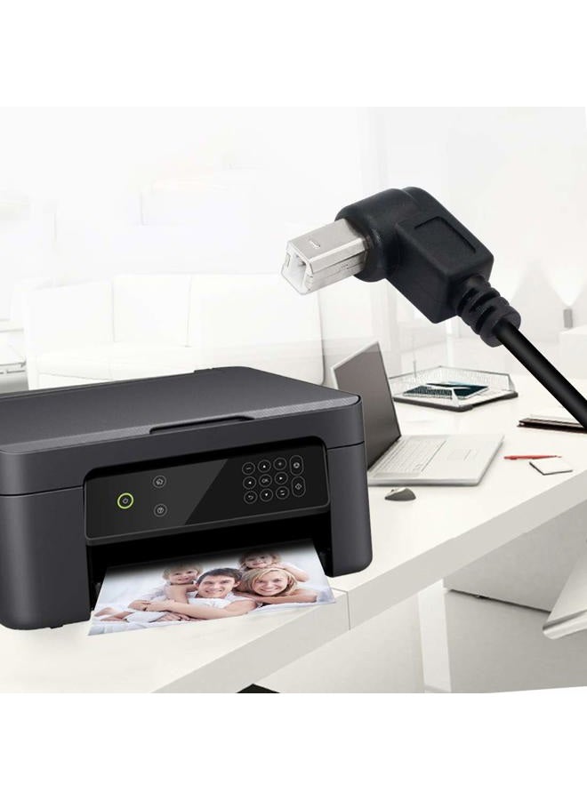 SinLoon USB 2.0 Type-B Printer Cable, (2-Pack) USB 2.0 B Female to Type-B Male (90 Degree Down) Printer Short Extension Cable for Printer, Scanner, Mobile HDD and More (Down 2) - Image 4