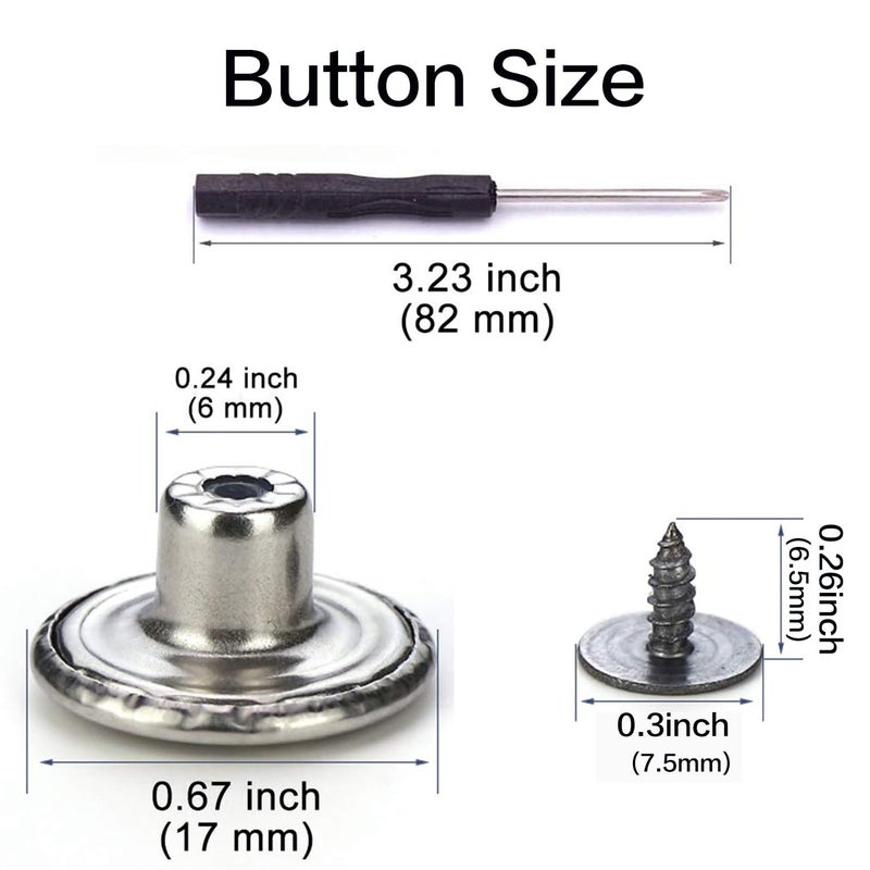 Baxykez 6Pcs Bronze Buttons Pins For Loose Jeans  17 Mm No-Sew Nailess Removable Metal Jeans Buttons Replacement  Adjustable Metal Pants Button Tightener Repair Combo Thread Rivets And Screwdrivers - Image 2
