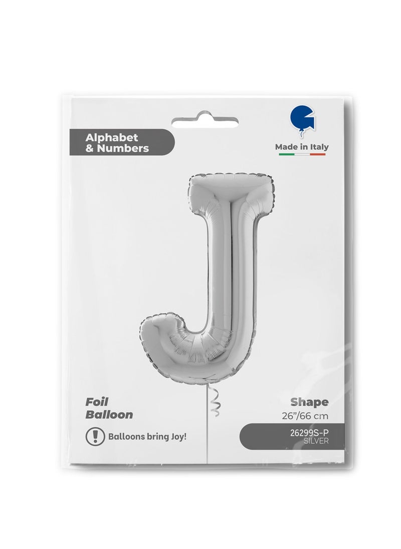 GRABO 26" Foil Balloon Letter J Silver  - Image 2