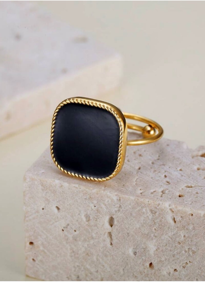 Elegance - Trendy Stainless Steel Gold Plated Ring For Women One Size - Image 1