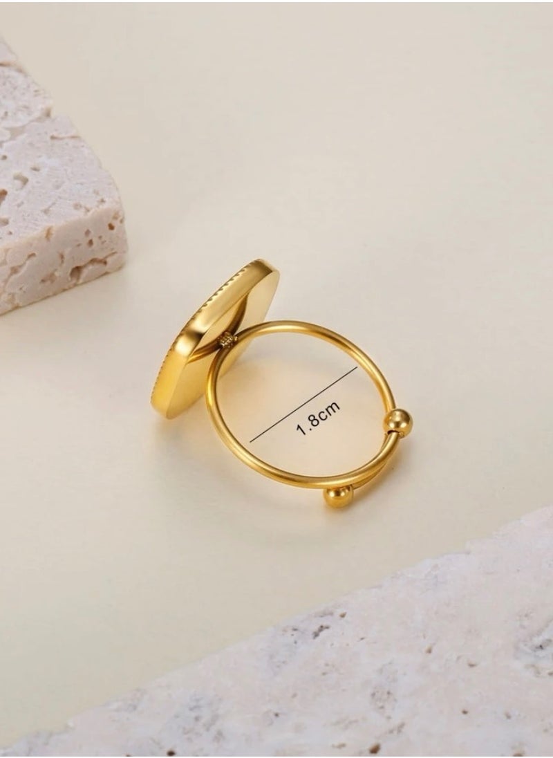 Elegance - Trendy Stainless Steel Gold Plated Ring For Women One Size - Image 1
