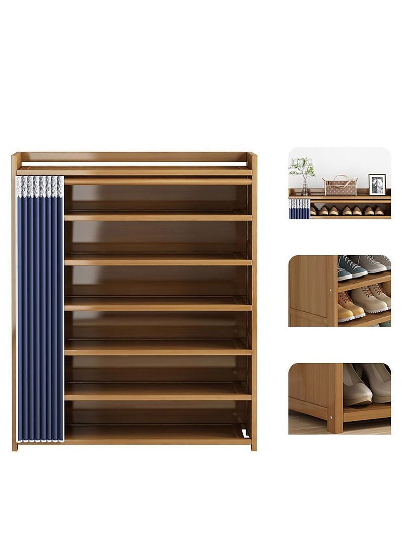 Blueland - Wooden Shoe Rack Shoe Cabinet with Dustproof Cover Bamboo Free Standing Entryway Closed Shoes Organizer MultiFunction Storage Shelf Wood Made Home House Office Furniture Boots Stand - Image 1