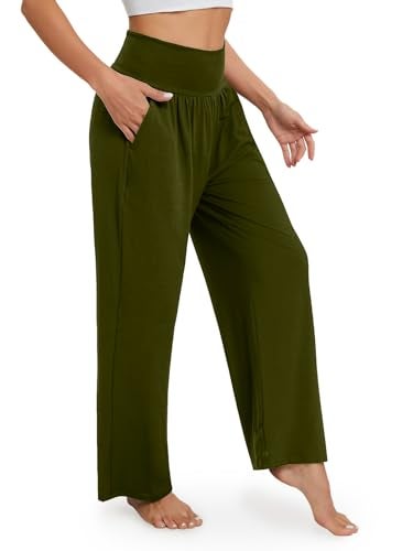 Gracyoga Wide Leg Yoga Pants for Women Casual Loose Cozy Sweatpants High Waisted Lounge Pajama Flowy Pants With Pockets - Image 3
