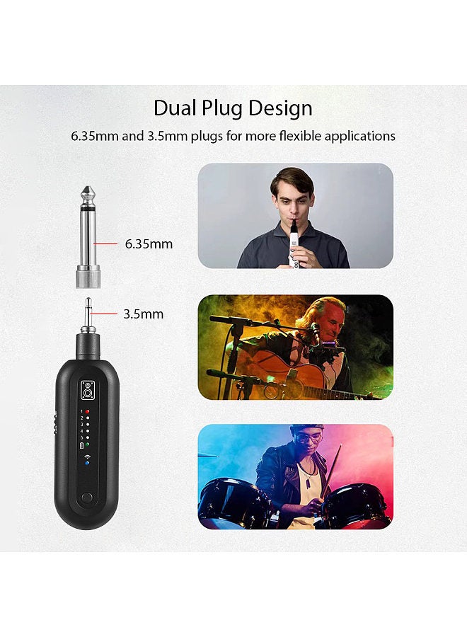 Wireless Guitar System Rechargeable Guitar Transmitter Receiver Set UHF with 5 Channels  - Image 3