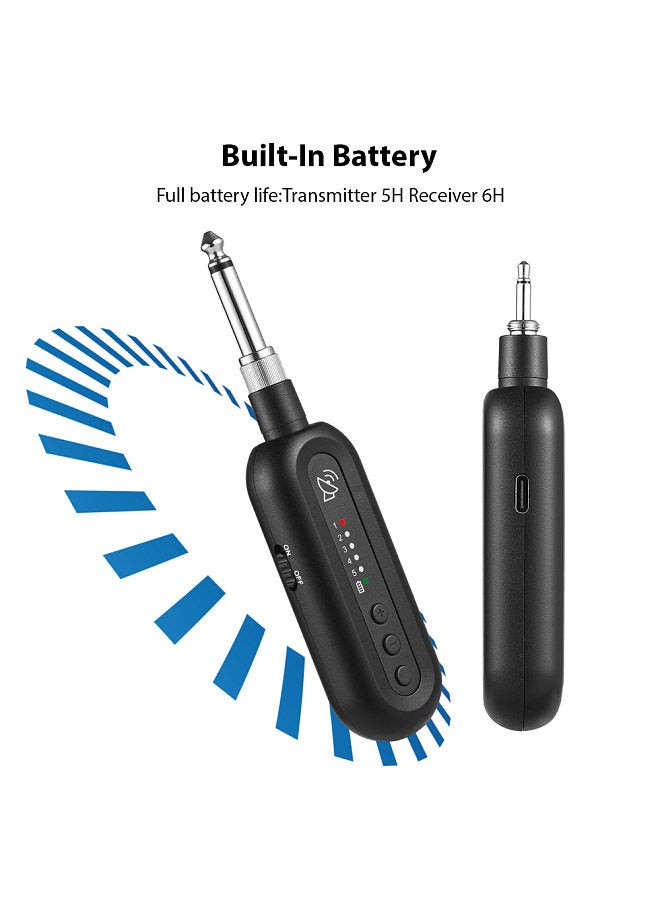 Wireless Guitar System Rechargeable Guitar Transmitter Receiver Set UHF with 5 Channels  - Image 4