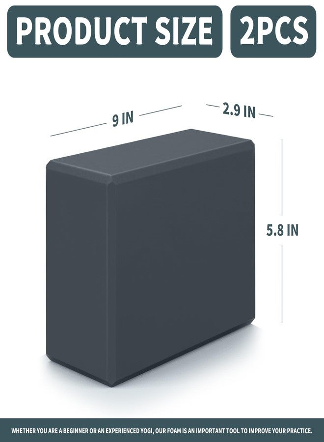 POUYRBA Yoga Blocks 2 Pcs, 9"x6"x3" Yoga Brick Foam Blocks EVA Foam Block Props Accessories for Pilates Stretching and Meditation (Grey, Large) - Image 2