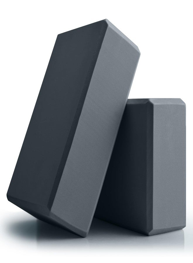 POUYRBA Yoga Blocks 2 Pcs, 9"x6"x3" Yoga Brick Foam Blocks EVA Foam Block Props Accessories for Pilates Stretching and Meditation (Grey, Large) - Image 1