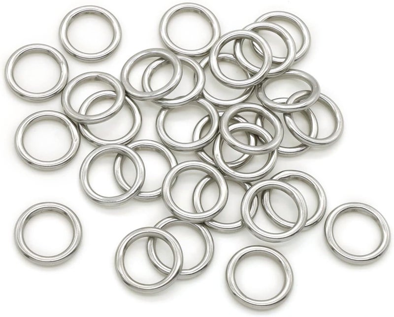Hamineler 30 PCS Welded Stainless Steel O-Ring Welded Round Rings for Camping Belt, Dog Leashes, Luggage Accessories (3mm×15mm ID) - Image 1