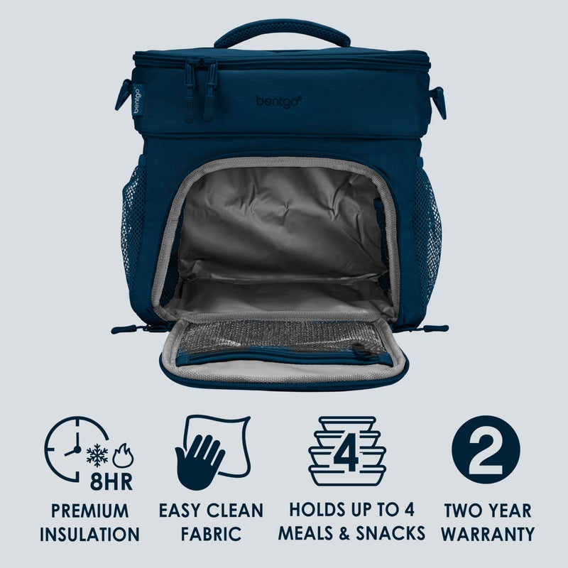 Bentgo Prep Deluxe Insulated Multimeal Bag - Lunch Box Bag, Holds 5 Meals, Premium Insulation up to 8 Hrs, Durable, Water-Resistant - Large Capacity For Adult Meal Prep (Navy Blue) - Image 3