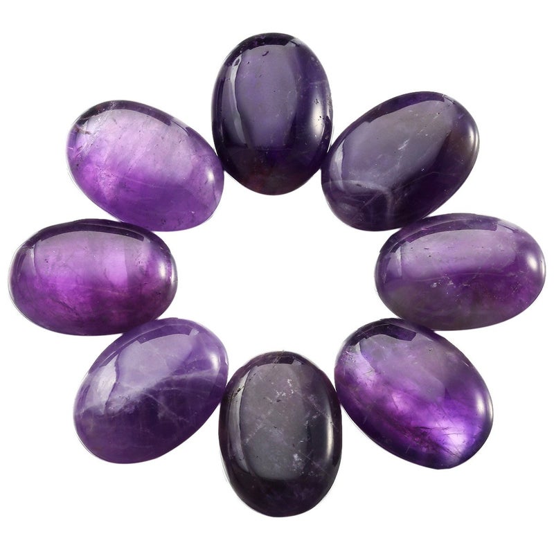 SUNYIK Purple Amethyst Oval Cabochons CAB Flatback for Jewelry Making18x25mmSet of 10