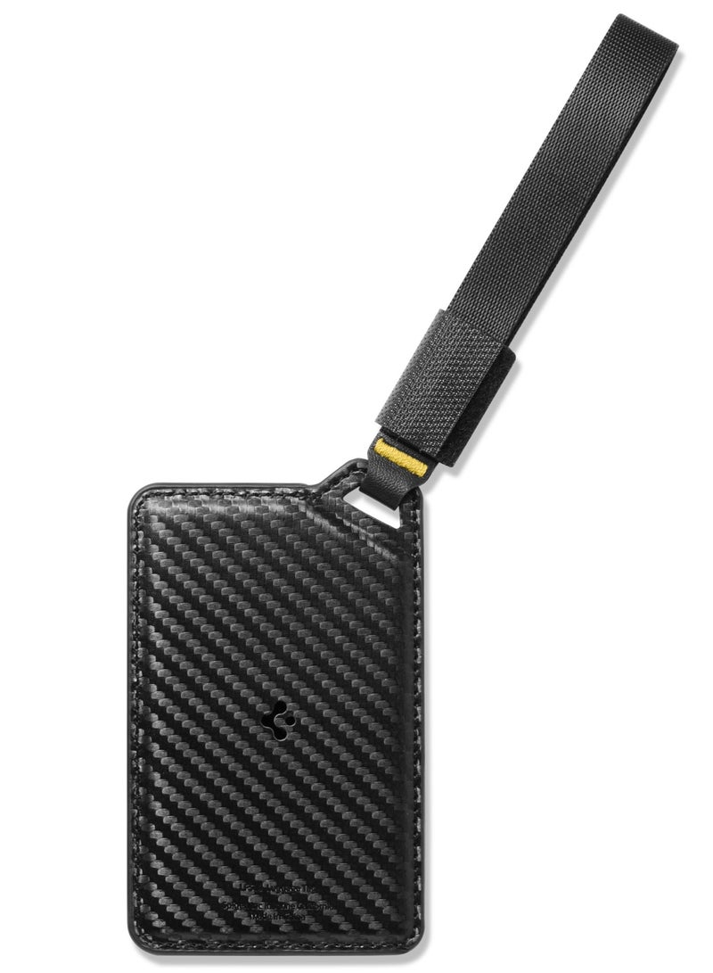 Spigen Luggage Tag Premium Velo Vegan Leather ID Label for Suitcase Travel Bag Accessories with Magnetic Closure Privacy Protection Design Durable Strap - Black  - Image 3