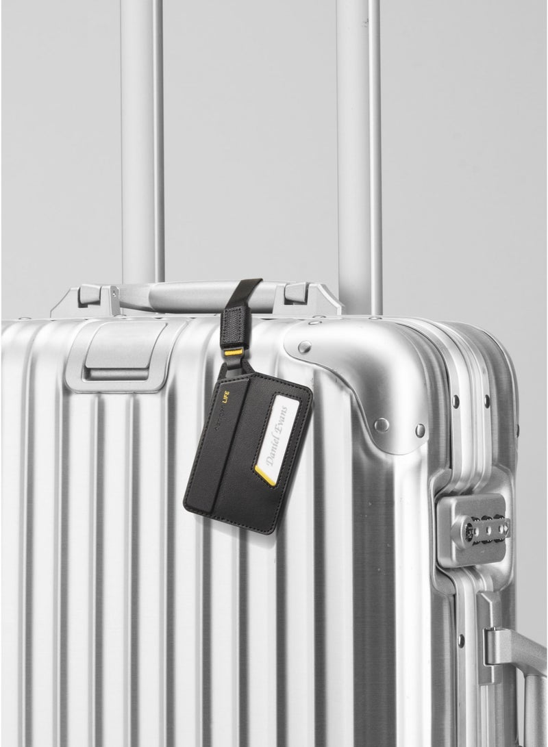 Spigen Luggage Tag Premium Velo Vegan Leather ID Label for Suitcase Travel Bag Accessories with Magnetic Closure Privacy Protection Design Durable Strap - Black  - Image 5