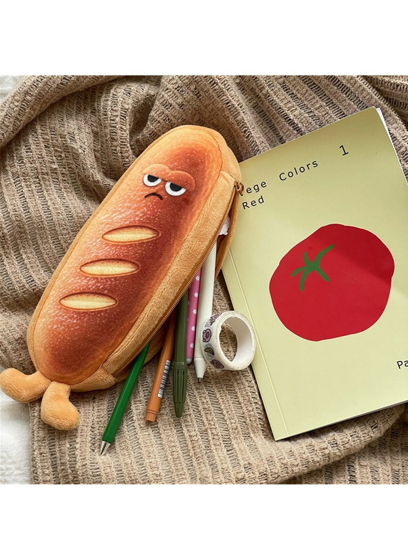 Aurafly Large Capacity Cartoon Pencil Case and 5 Psc 0.5mm Quick-Drying Gel Pens, Cute Plush Toast Pencil Case, Student Pencil Case, Suitable For School Office Travel  - Image 2